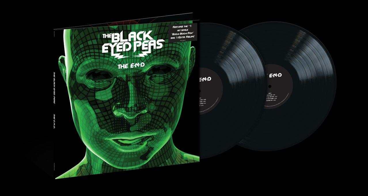 Albumcover für das Album "The E.N.D." der Black Eyed Peas mit zwei Schallplatten.