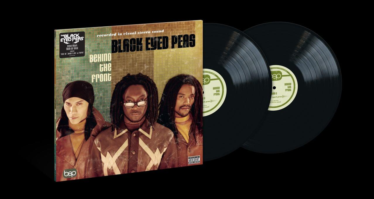 Albumcover für das Album "Behind the Front" der Black Eyed Peas mit zwei Schallplatten.