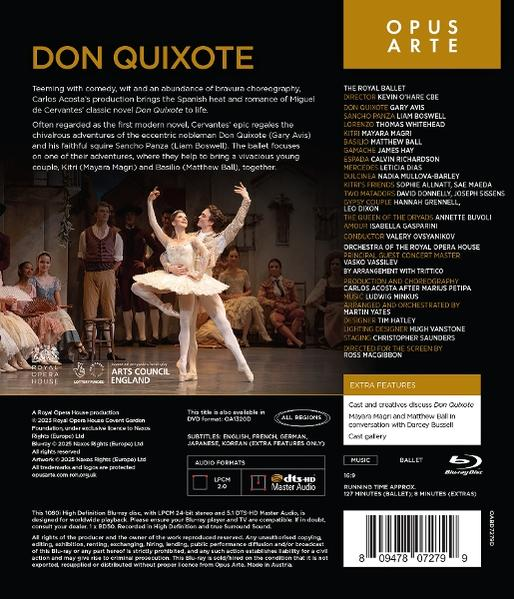 Rückseite einer Don Quijote Blu-ray Disc Hülle mit Text und Bildern.