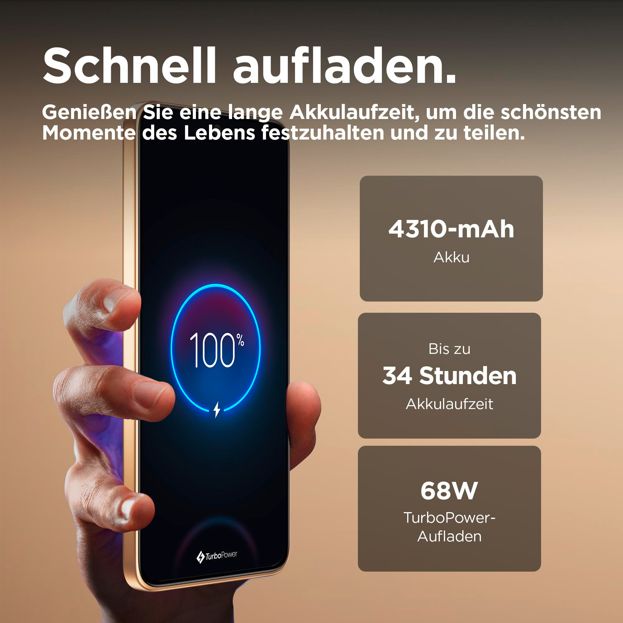 Telefon lädt mit 100% Anzeige; Akkustatistiken werden angezeigt.