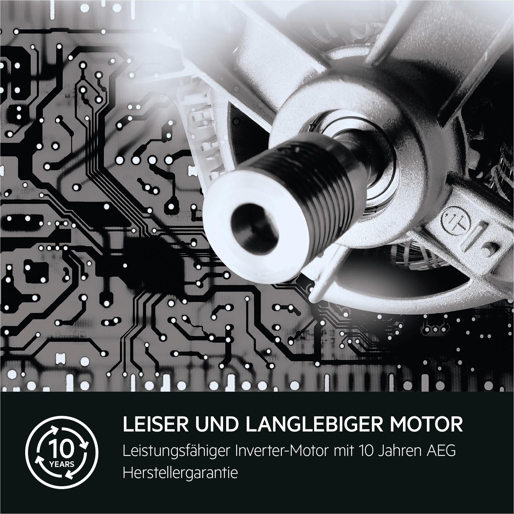Nahaufnahme eines Motors mit schwarz-weißem Leiterplattenhintergrund, 10 Jahre Garantie.