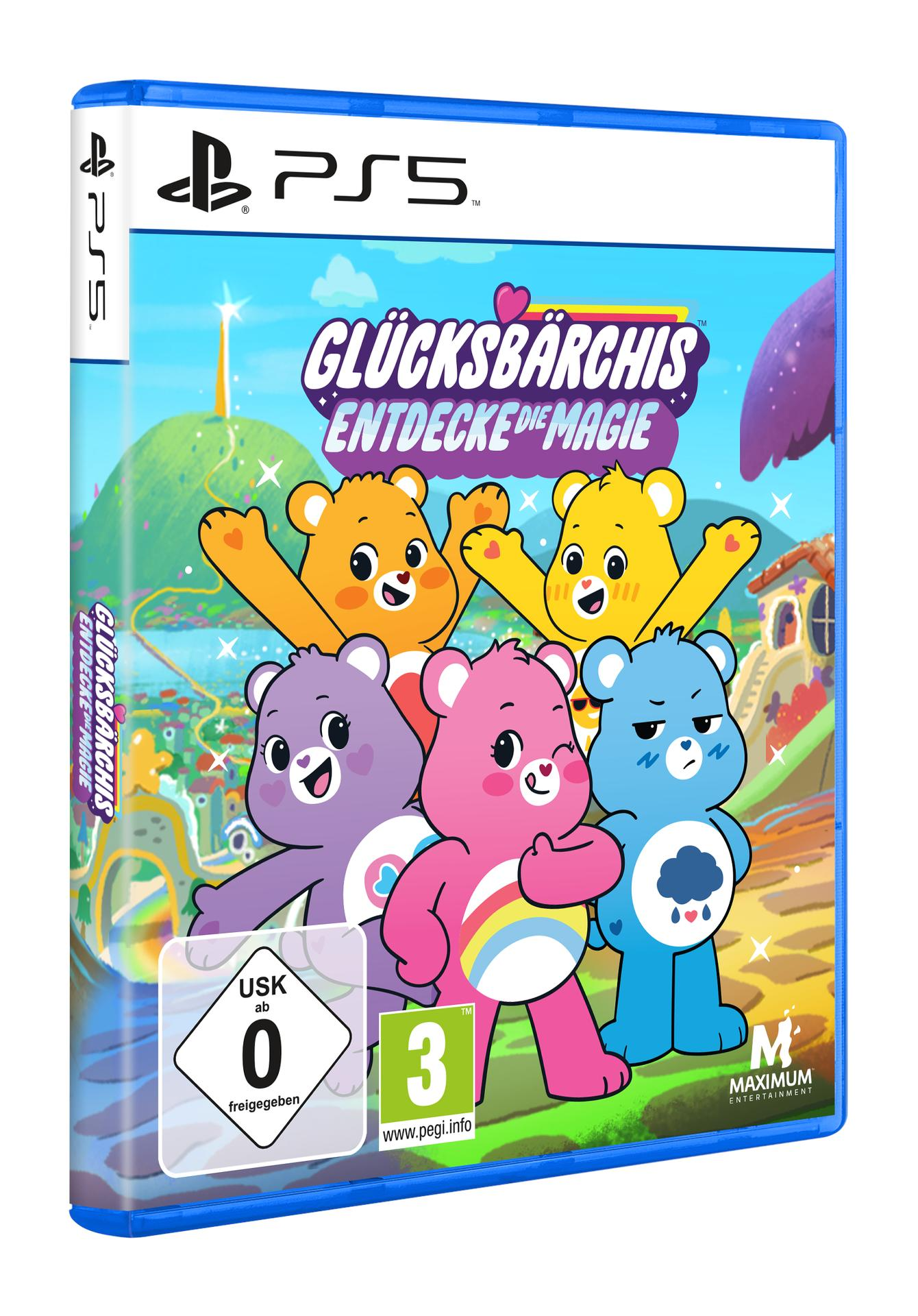 Care Bears Videospiel-Cover, blaue Hülle, Cartoon-Bären.
