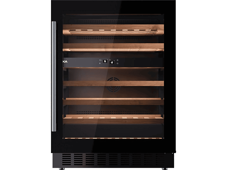 Teka RVU 20046 GBK, Cíclico, 46 Botellas, 6 Estantes, Puerta Reversible, Iluminación interior, Negro
