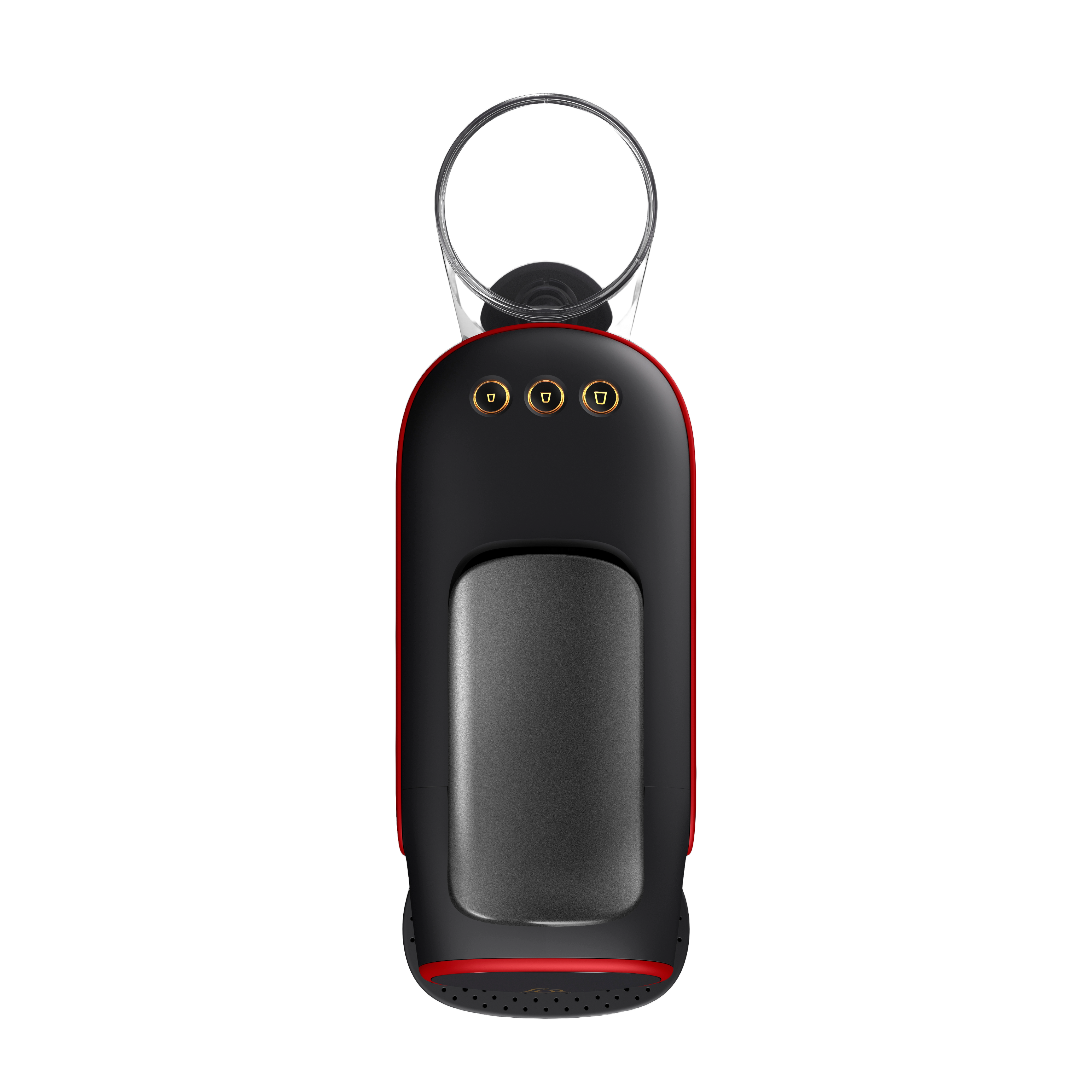 Llave inteligente negra y roja. Tiene tres botones y un anillo para sujetarlo.
