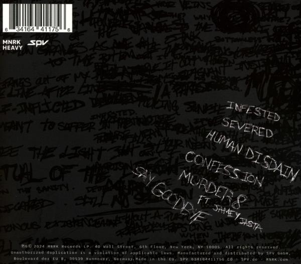 Schwarz&wei's Albumcover mit Songtiteln in wei'er Schrift und Barcode.