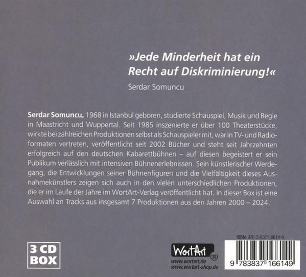 Rückseite eines CD-Covers mit Text auf Deutsch. Enthält ein Zitat von Serdar Somuncu.