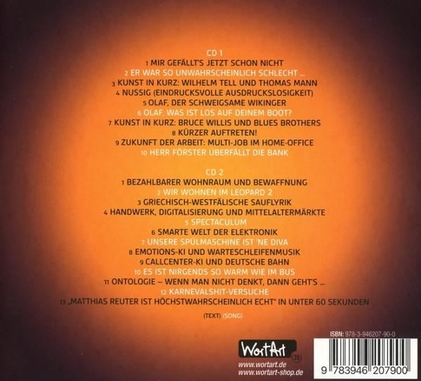 CD-Cover mit Tracklist. Enthält Songs wie Mir Gefällt's Jetzt Schon Unwahrscheinlich Schlecht und andere.