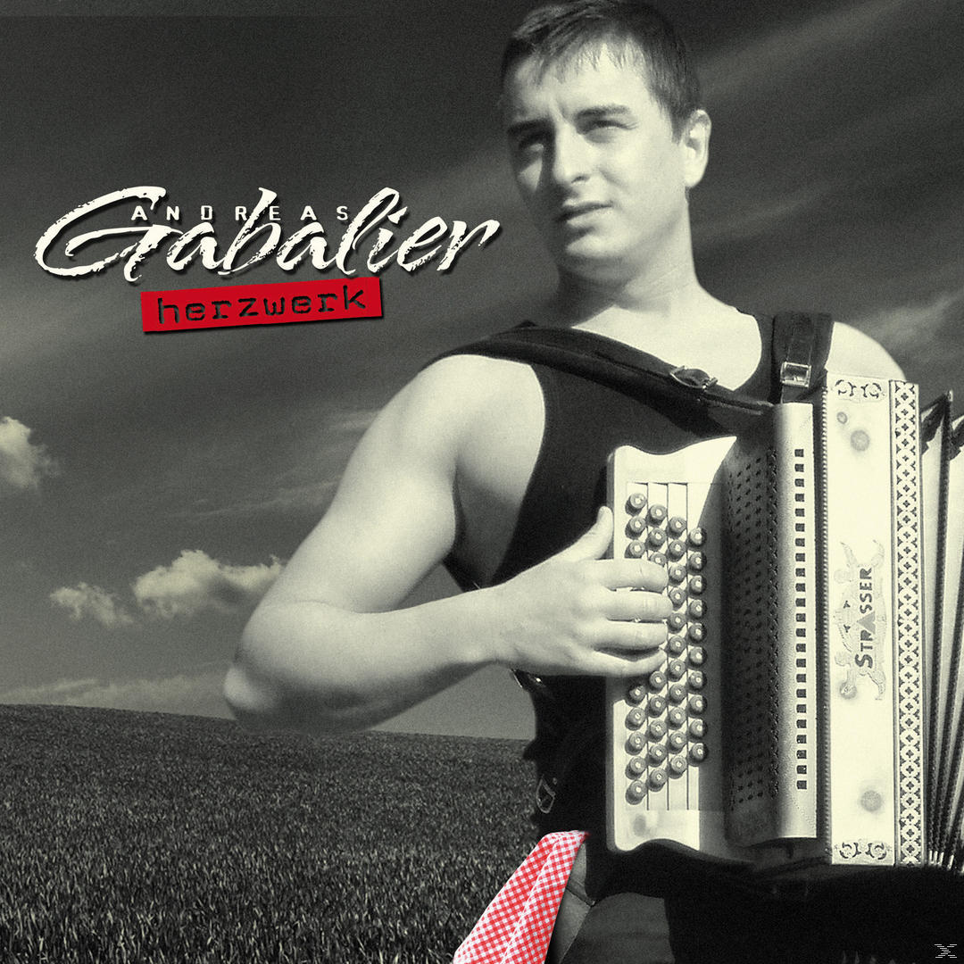 Albumcover, Mann spielt Akkordeon mit bergigem Hintergrund, Text Grabalier.