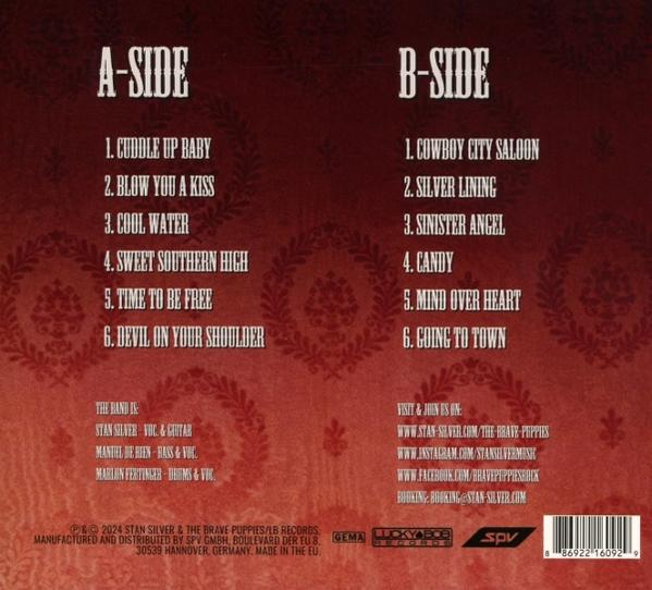 Die Rückseite eines CD-Cases mit Songtiteln und Künstlerinformationen.