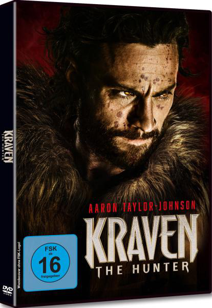 Filmcover: Mann mit Bart im Pelzmantel. Titel Kraven the Hunter. Bewertung 16.