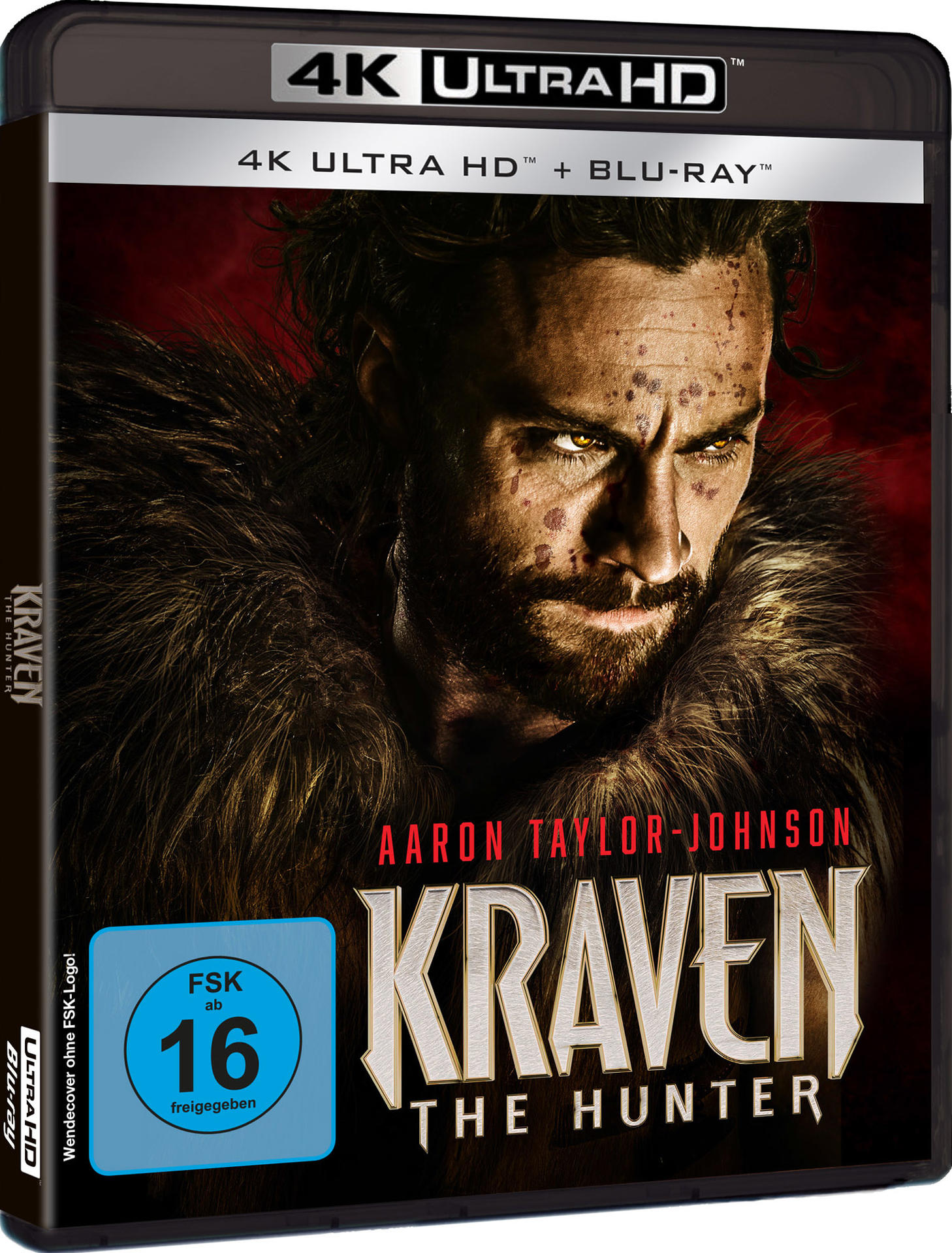 Filmhülle. Gesicht eines Mannes mit Bart und intensivem Blick. 4K Ultra HD, Blu-ray. FSK 16.