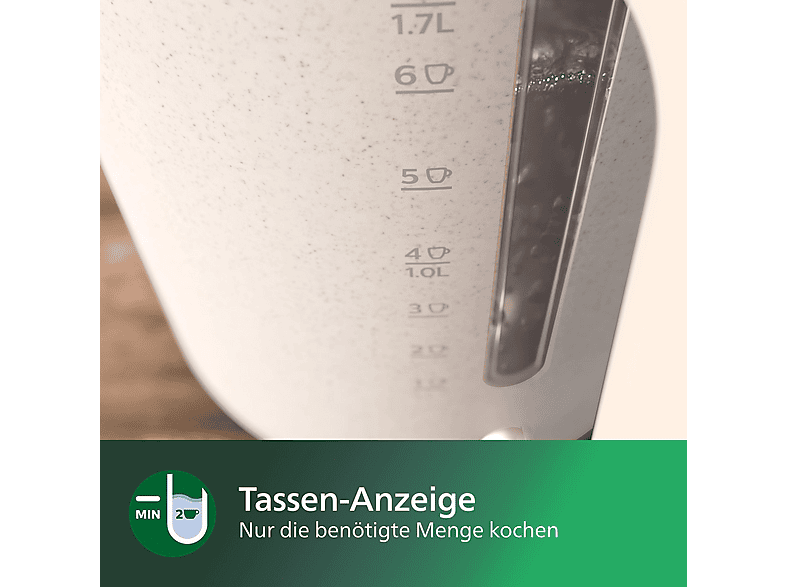 PHILIPS HD9365/10 Serie 5000 Eco Conscious Edition 1.7 Liter, Wasserkocher, Seidenweiß matt