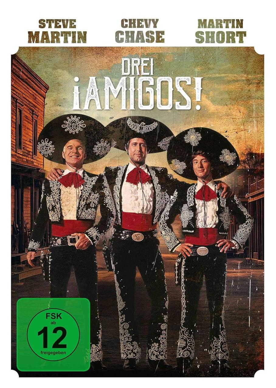 Filmposter für Drei Amigos! mit drei Männern in Mariachi-Outfits.