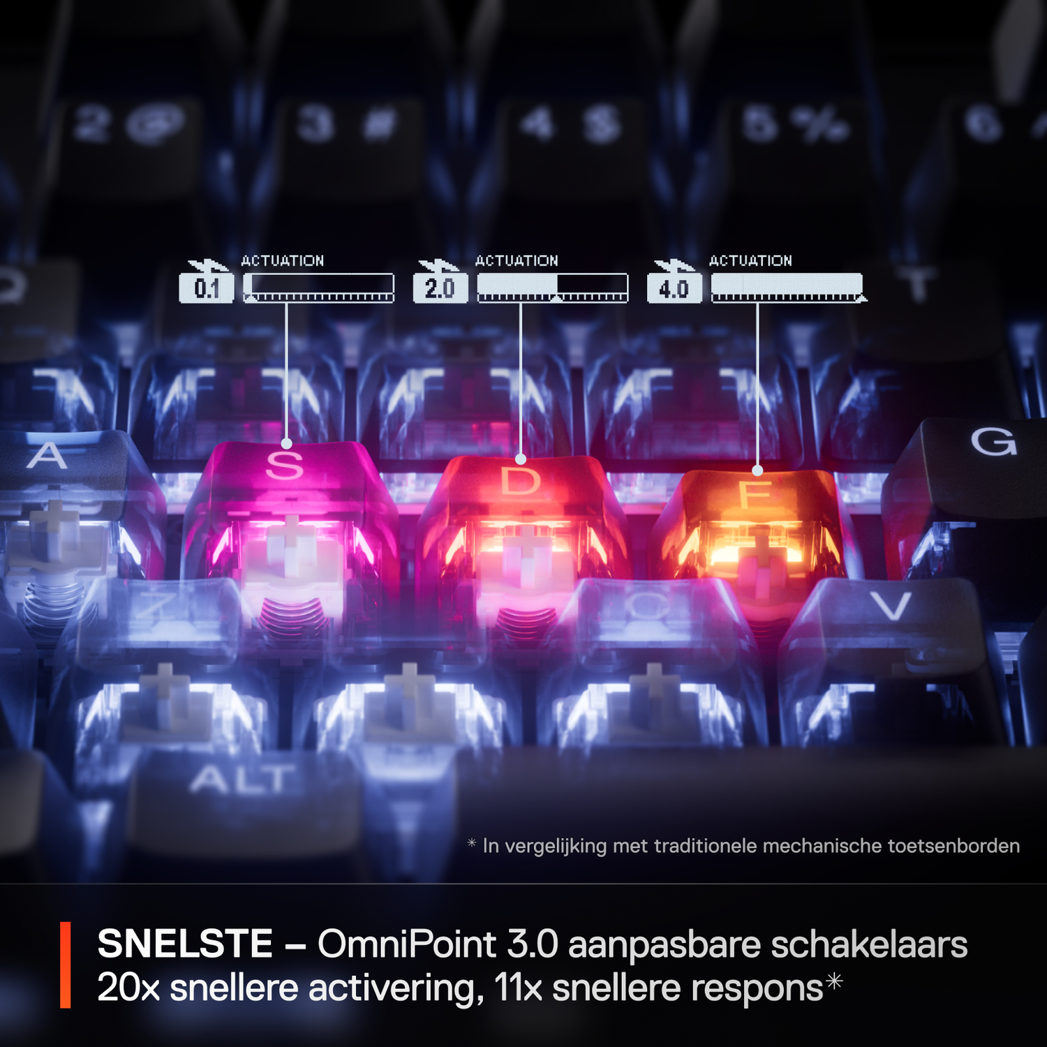 Close-up of a keyboard with highlighted keys.