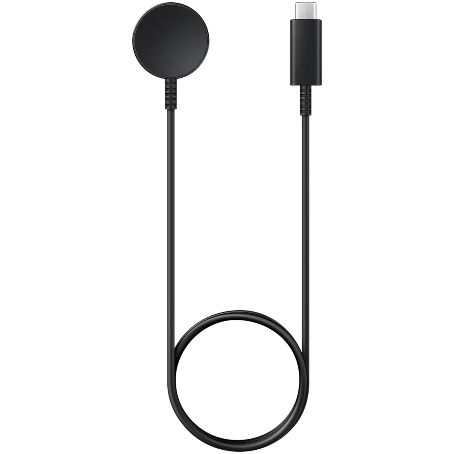 Black charging dock with a black cable and a USB-C connector.