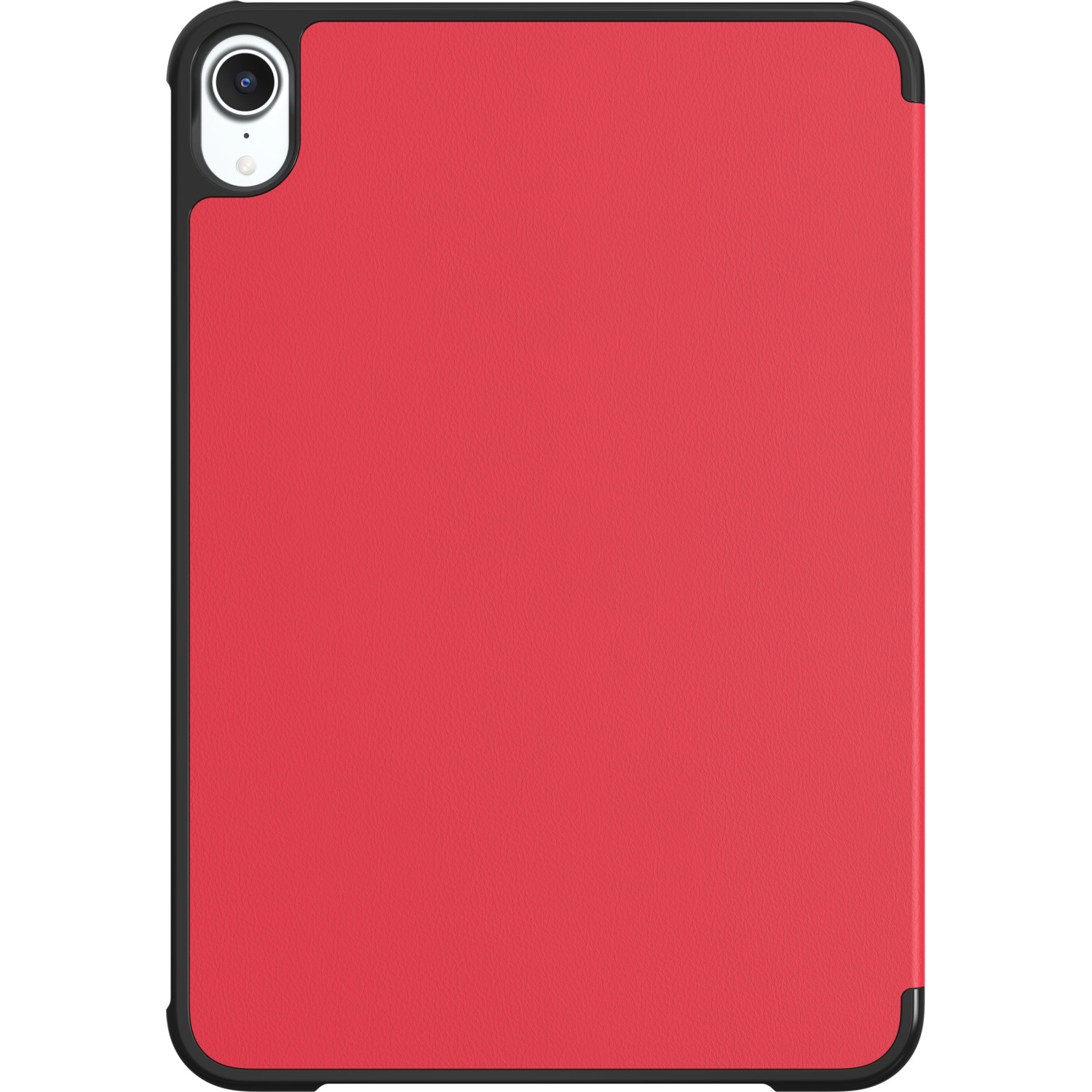 Red iPad case with a black frame.