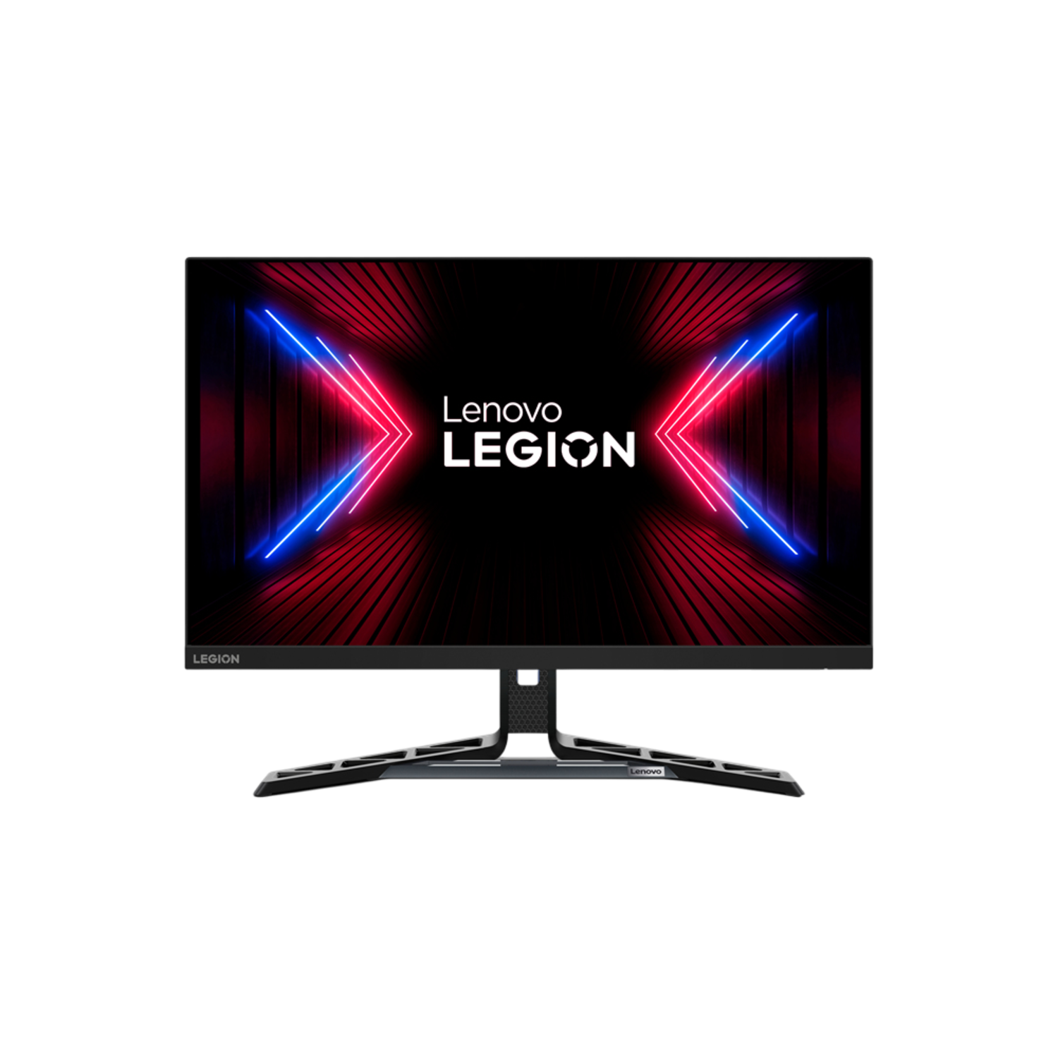 Un écran d'ordinateur affichant un logo Lenovo Legion avec un fond noir.