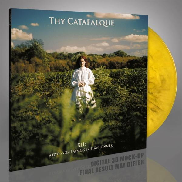 Album borító: Nő fehér ruhában a mezőben, sárga bakelit. Szöveg: Thy Catafalque XII.
