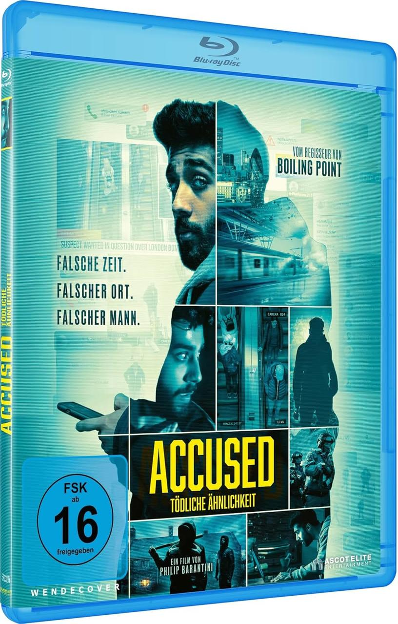 Blaue Blu-ray-Hülle mit Männergesicht im Raster. Text: Accused, FSK 16. Filmcover.