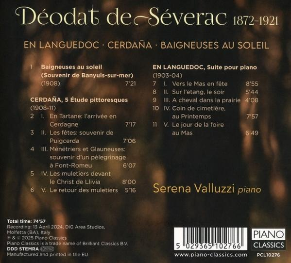Album-Rückseite mit Titelliste. Piano Classics Logo.