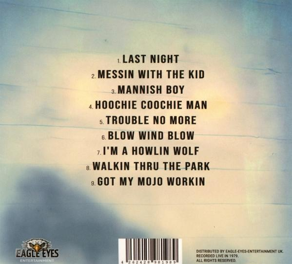 CD-Cover mit einer Titelliste. Der Hintergrund ist ein bewölkter Himmel. Eagle Eyes Entertainment Logo.