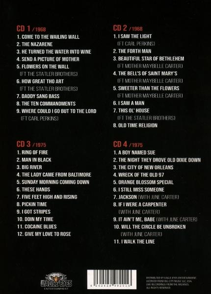 Vier Albumcover mit Titellisten. Texte sind auf Englisch.