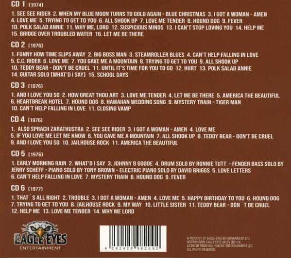 CD-Hülle mit mehreren Titellisten. Sechs Spalten mit Titeln. Eagle Eyes Entertainment Logo.