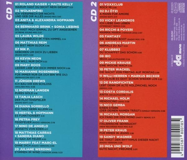 CD-Cover mit Titellisten. Der Hintergrund ist eine Mischung aus Blau und Lila.