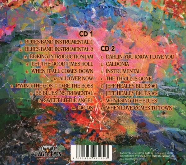 CD-Hülle hinten, farbenfrohes abstraktes Design, mit Songtiteln.