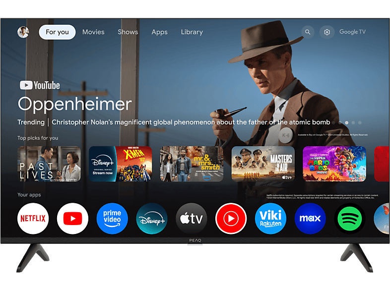 REACONDICIONADO Seminuevo Bueno TV QLED 43" - Peaq 43GQU-5024T, UHD4K, 2851M, Smart TV, DVB-T2 (H.265), Chromecast incorporado, GoogleTV, Dolby Vision