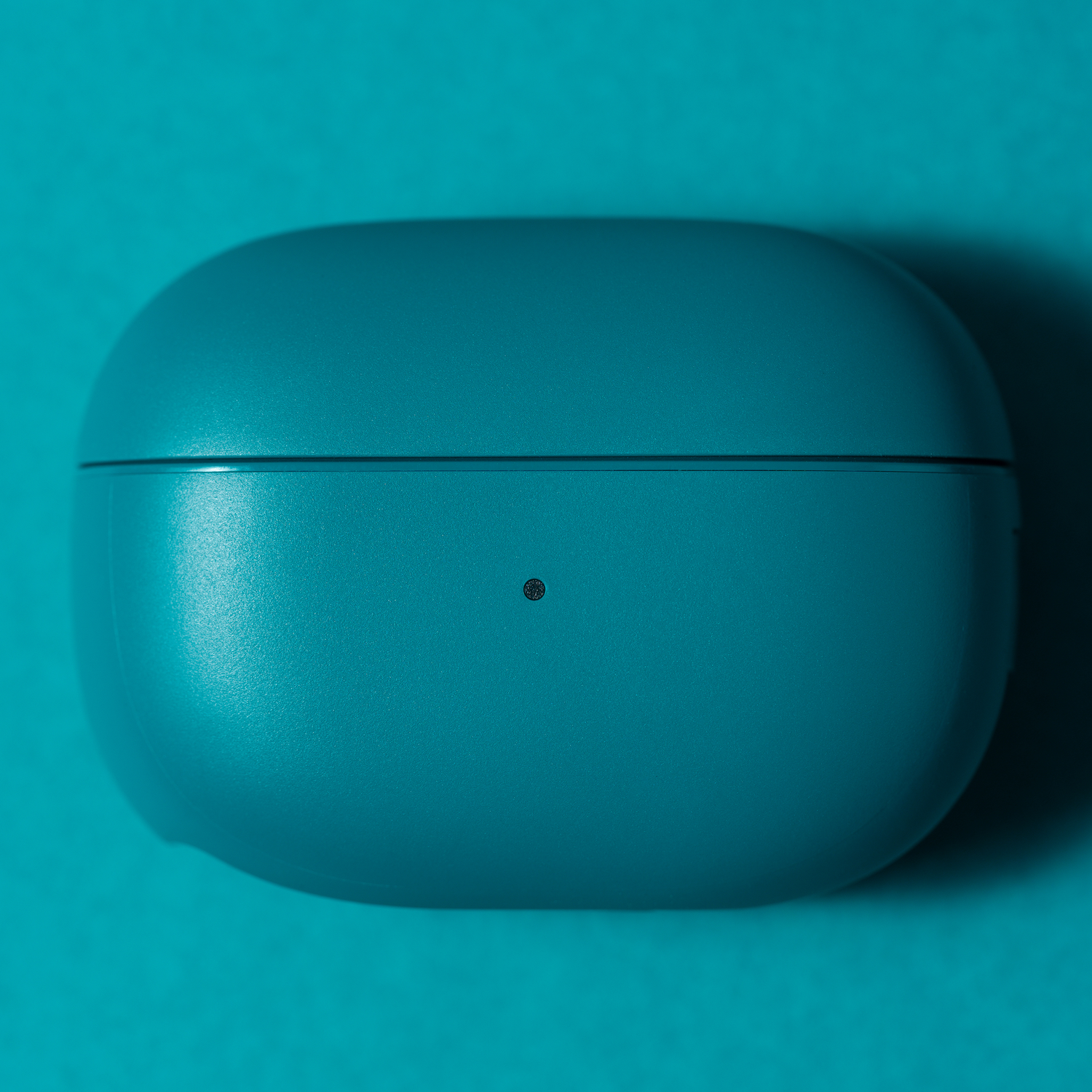 Teal oortelefoonhoes, gesloten.