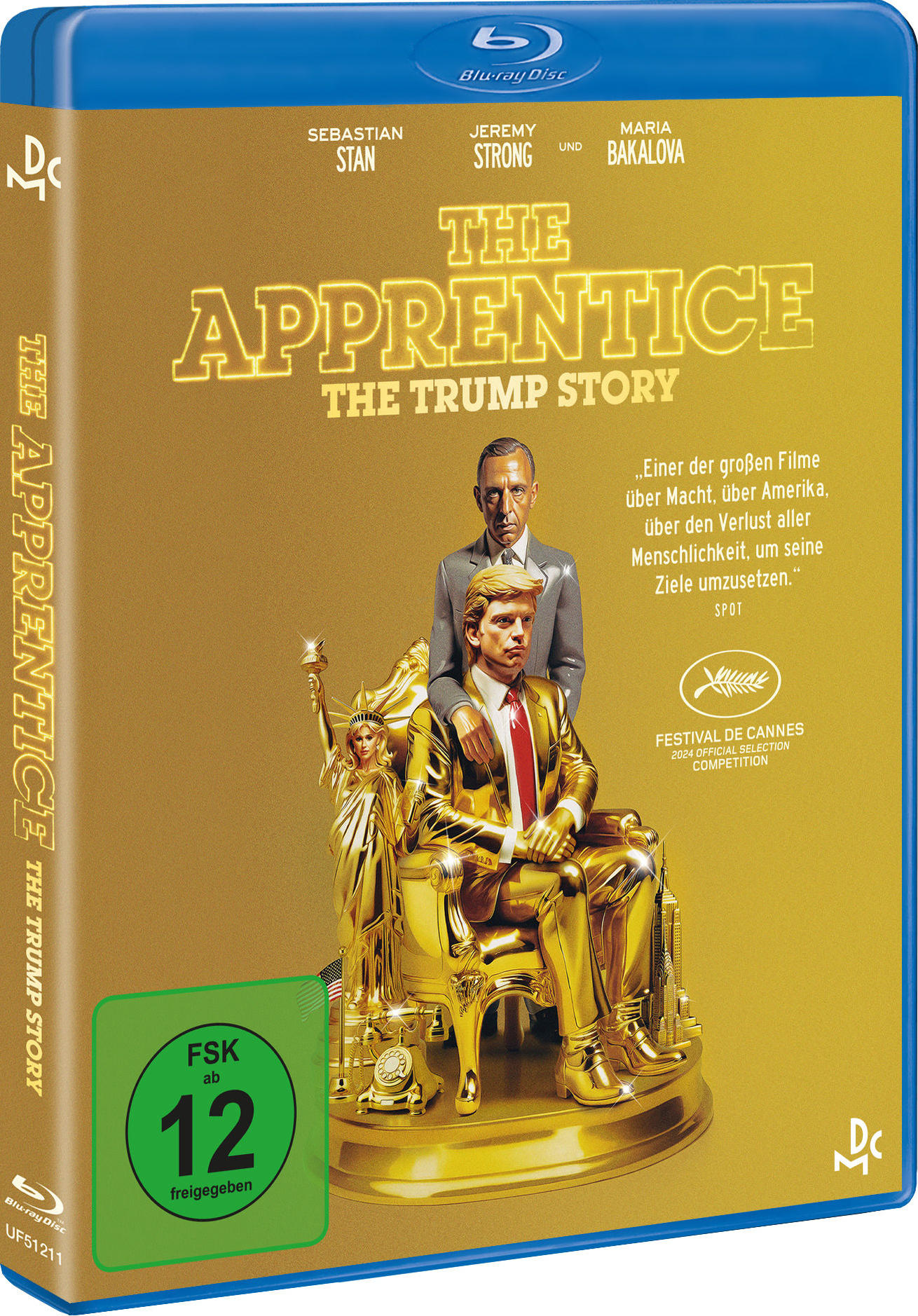 DVD-Hülle mit einem Mann und einer goldenen Trump-Statue.