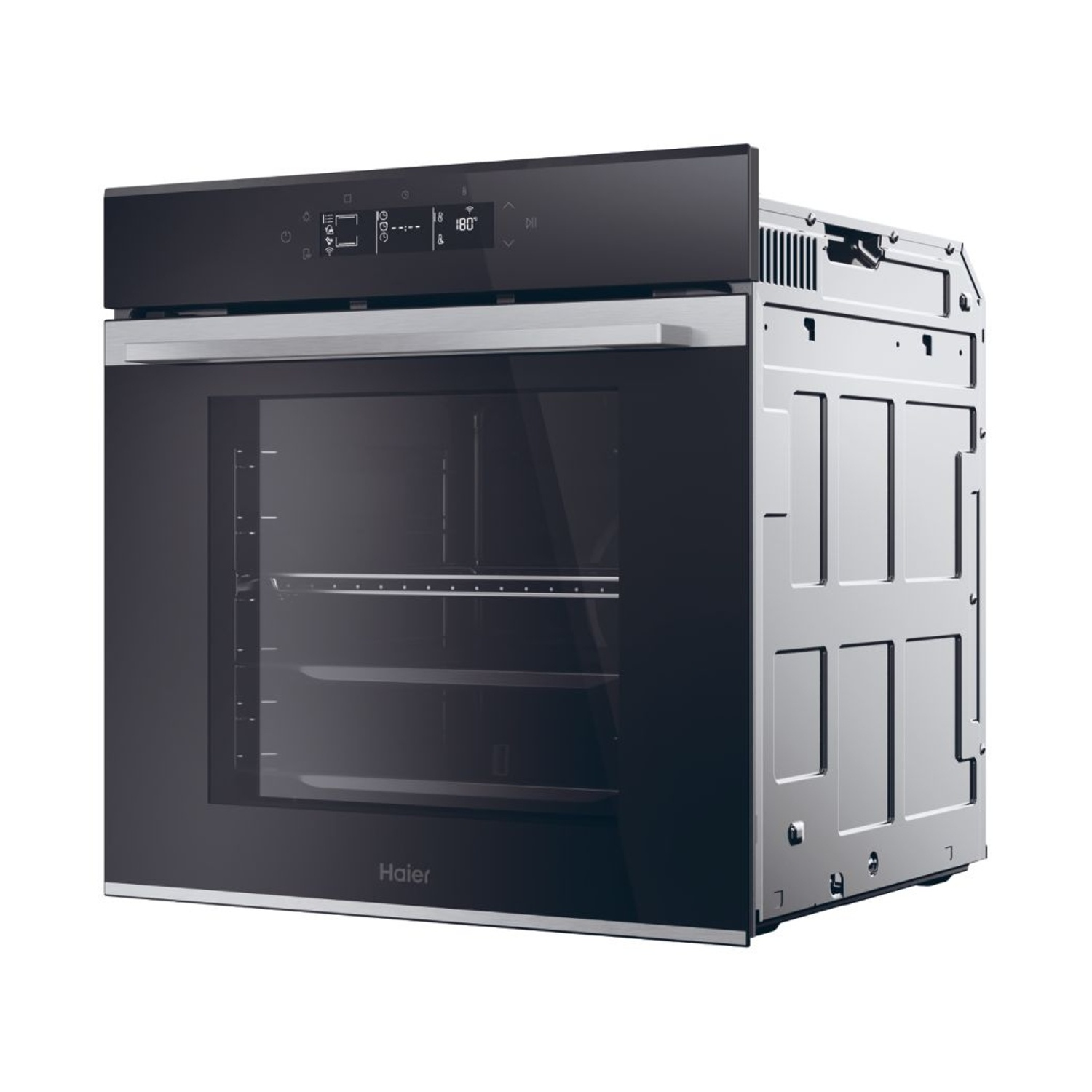 Un forno con pannello di controllo, porta chiusa, che mostra il design e le caratteristiche del forno.