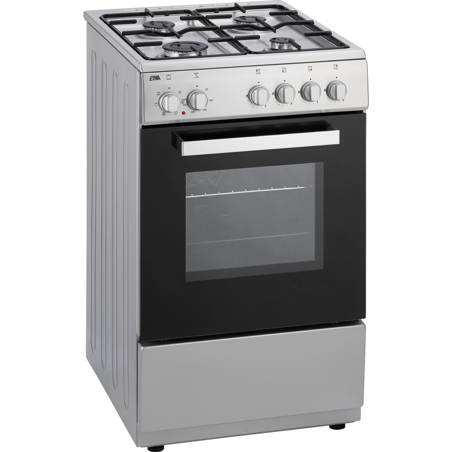 De oven met de deur open, de binnenkant wordt getoond.