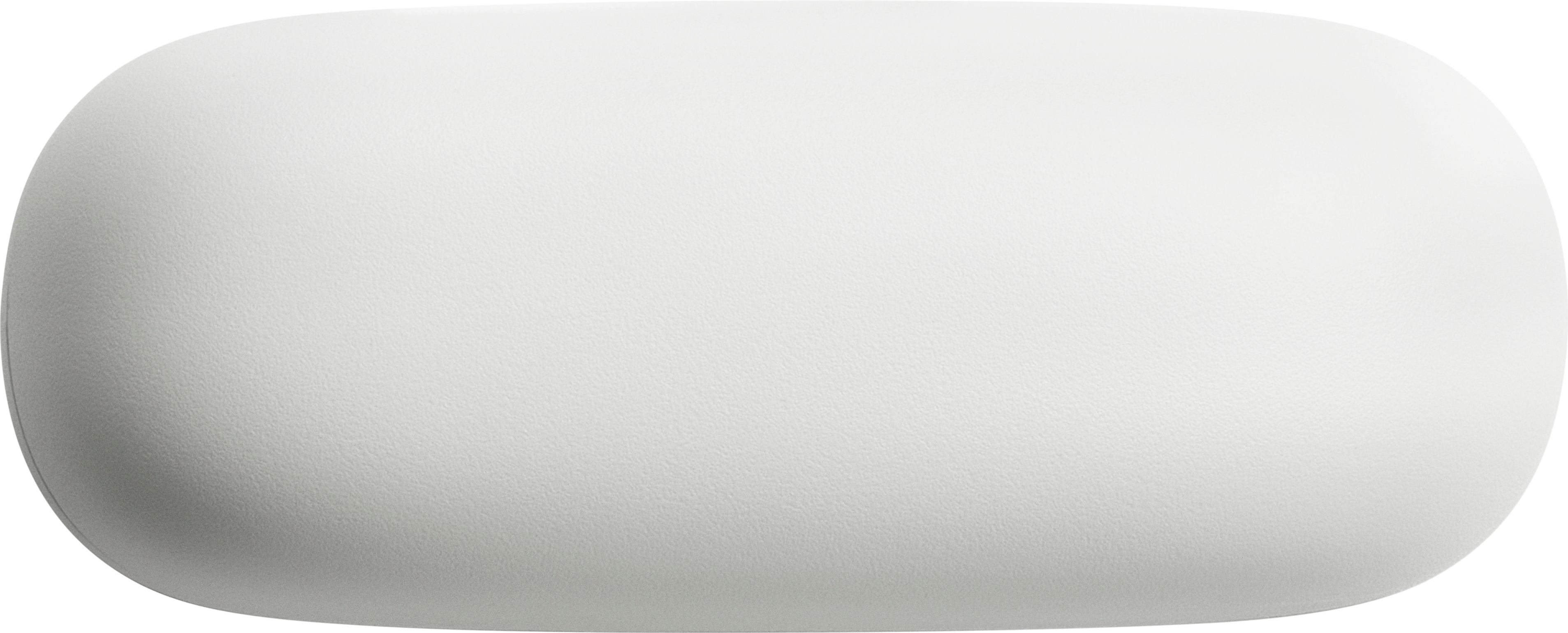 Un étui blanc en forme de pilule, peut-être pour des écouteurs ou de petits appareils électroniques.