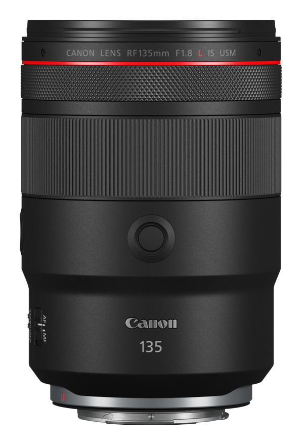 Canon 135mm f/1.8 L USM Objektiv, schwarz, mit rotem Ring und Fokusring.
