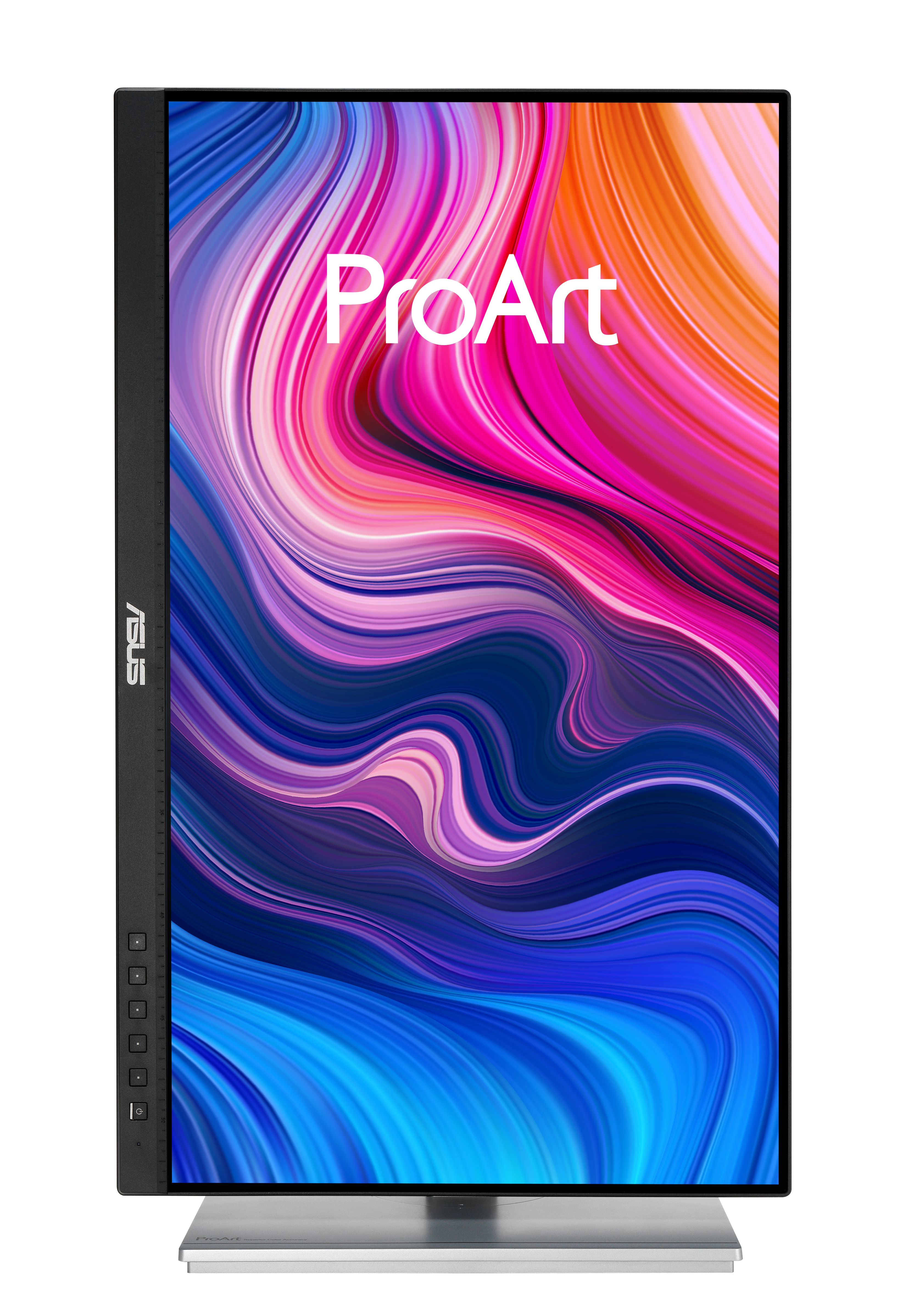 ASUS ProArt Monitor mit buntem Hintergrund.