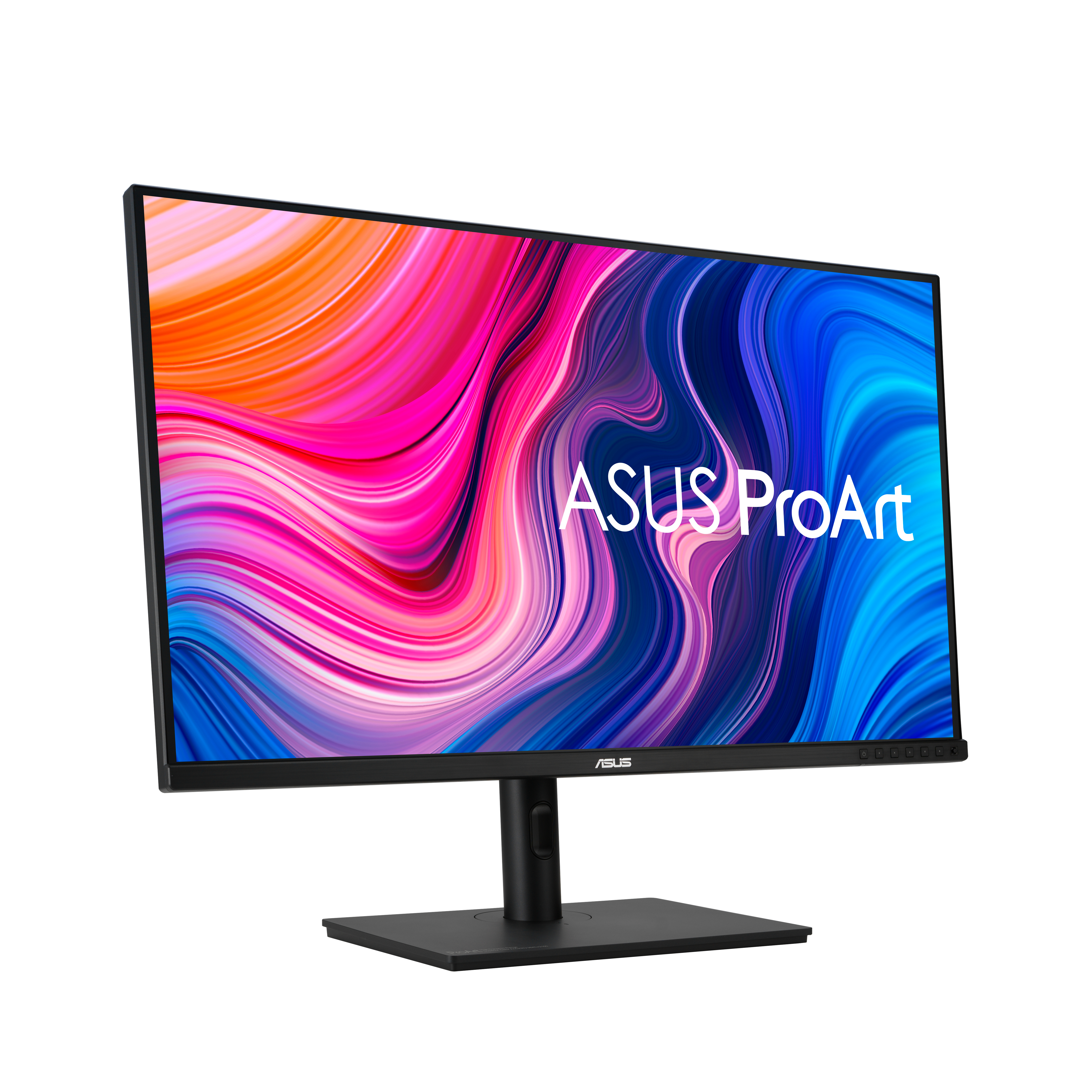 ASUS ProArt Monitor, der farbenfrohe, abstrakte Kunst zeigt.