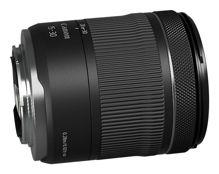 Schwarzes Canon 15-30mm Objektiv, mit Einstellungen und Markierungen.