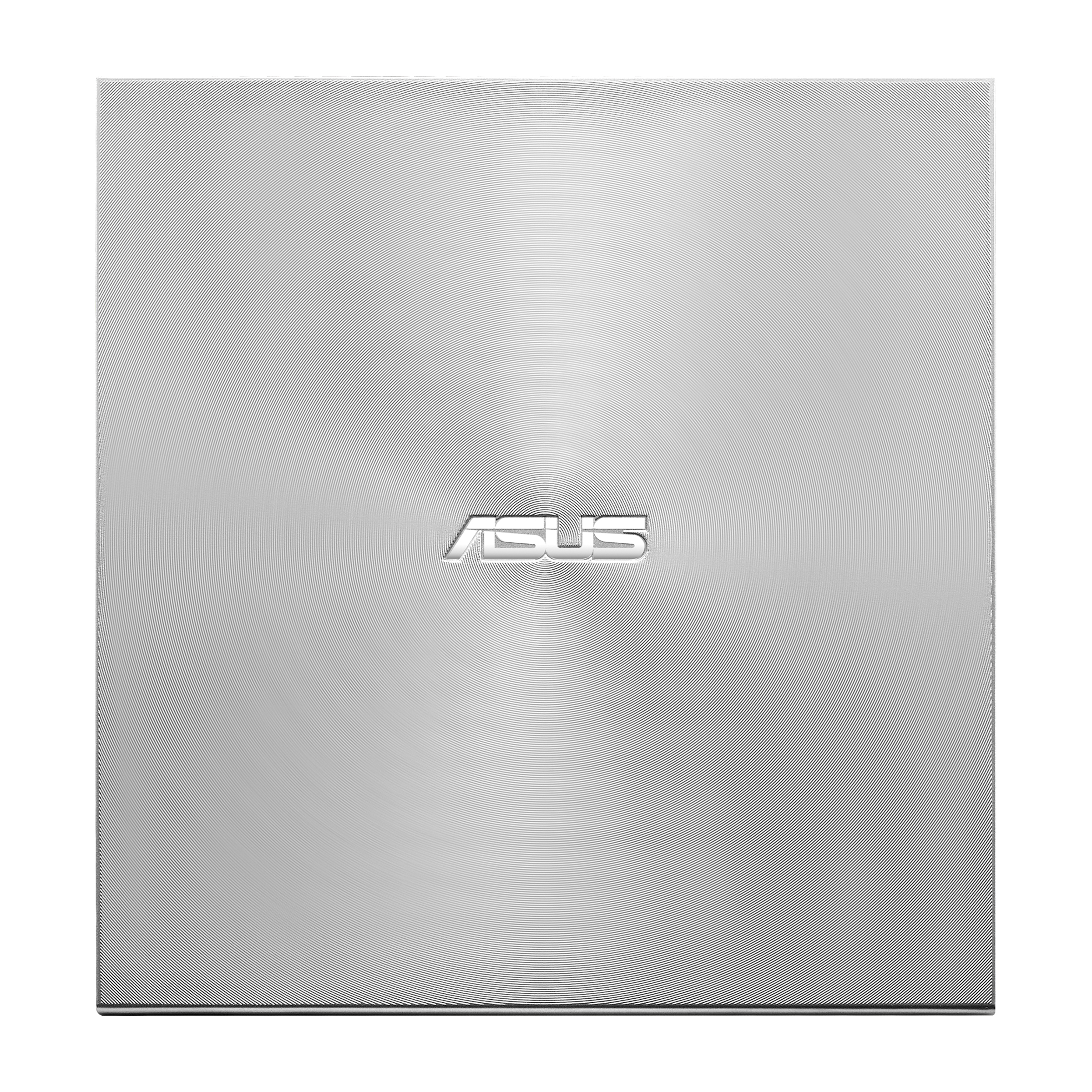 Nahaufnahme eines silbernen ASUS Laptopdeckels mit kreisförmigem Muster.