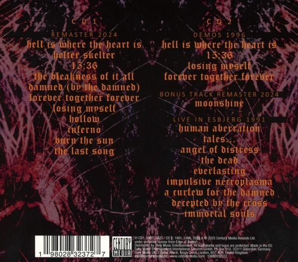 CD-Cover mit Titellisten für zwei CDs, Remaster 2024 und Demos 1996. Rotes und schwarzes Design.