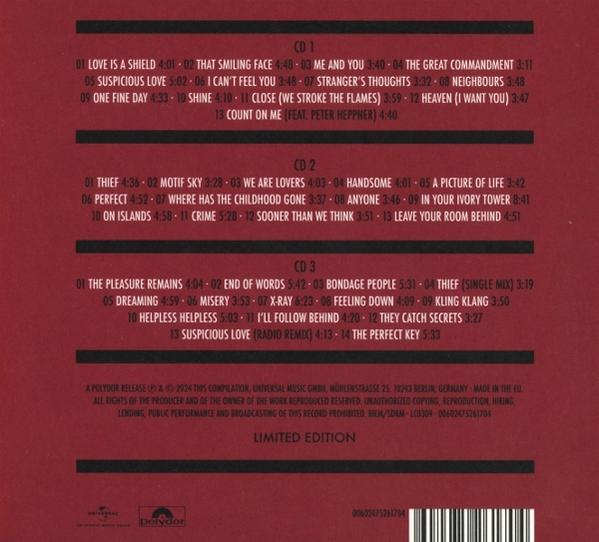 CD-Cover, 3 Textfelder mit blauem Hintergrund.