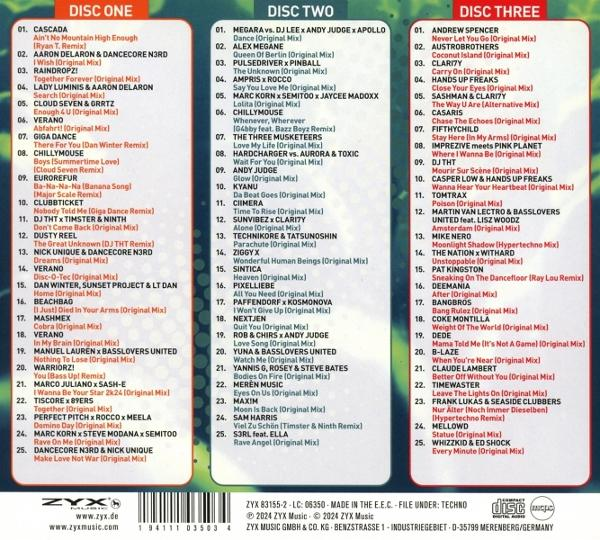 CD-Album-Trackliste mit drei Discs und farbenfrohem Design.