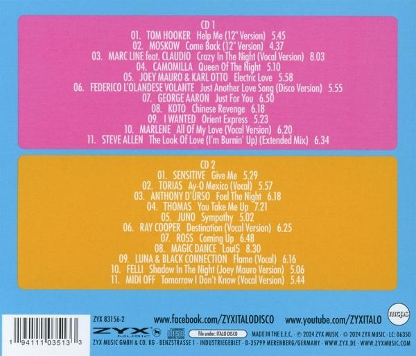 CD-Album-Rückseite mit Titellisten in zwei Farbblöcken, blau und orange.