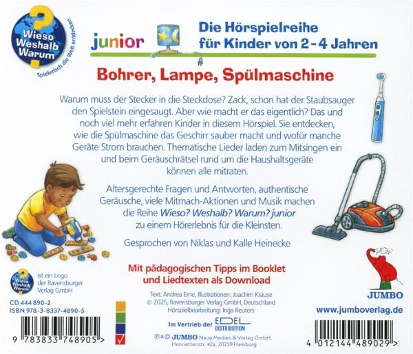 Cover einer Kinderhörspiel-CD. Ein Junge spielt mit Haushaltsgeräte-Symbolen auf dem Cover.