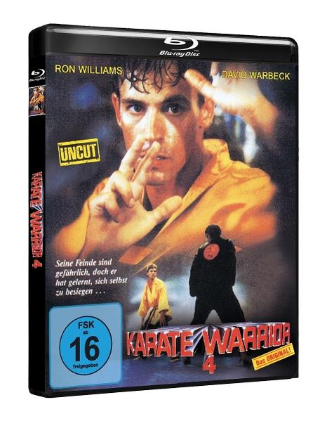 Karate Warrior 4 Blu-ray Cover. Mann in Gelb. Action-Szene. Schwarzer Hintergrund.
