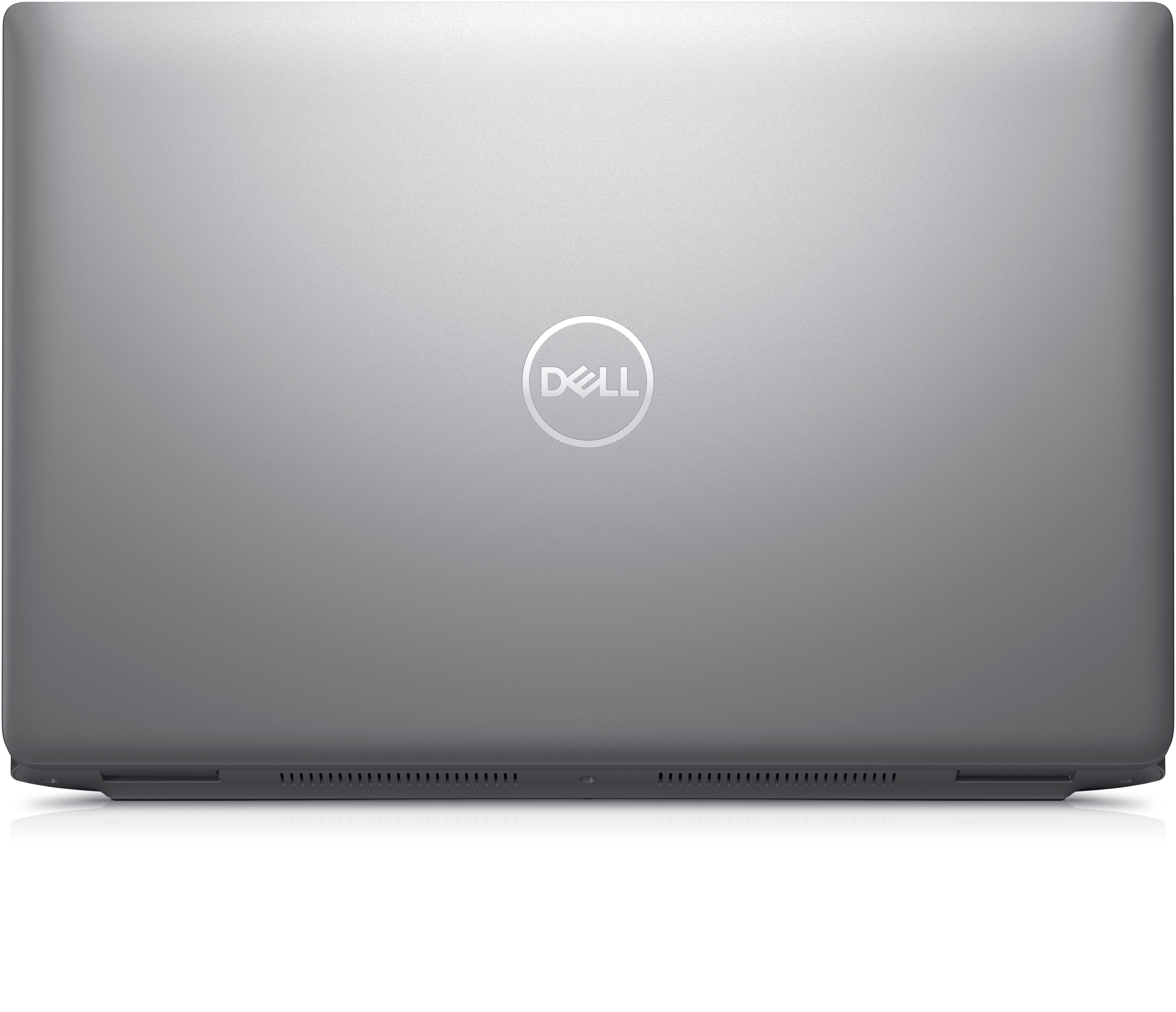 Seitenansicht eines Dell-Laptops mit Anschlüssen und Bildschirm.