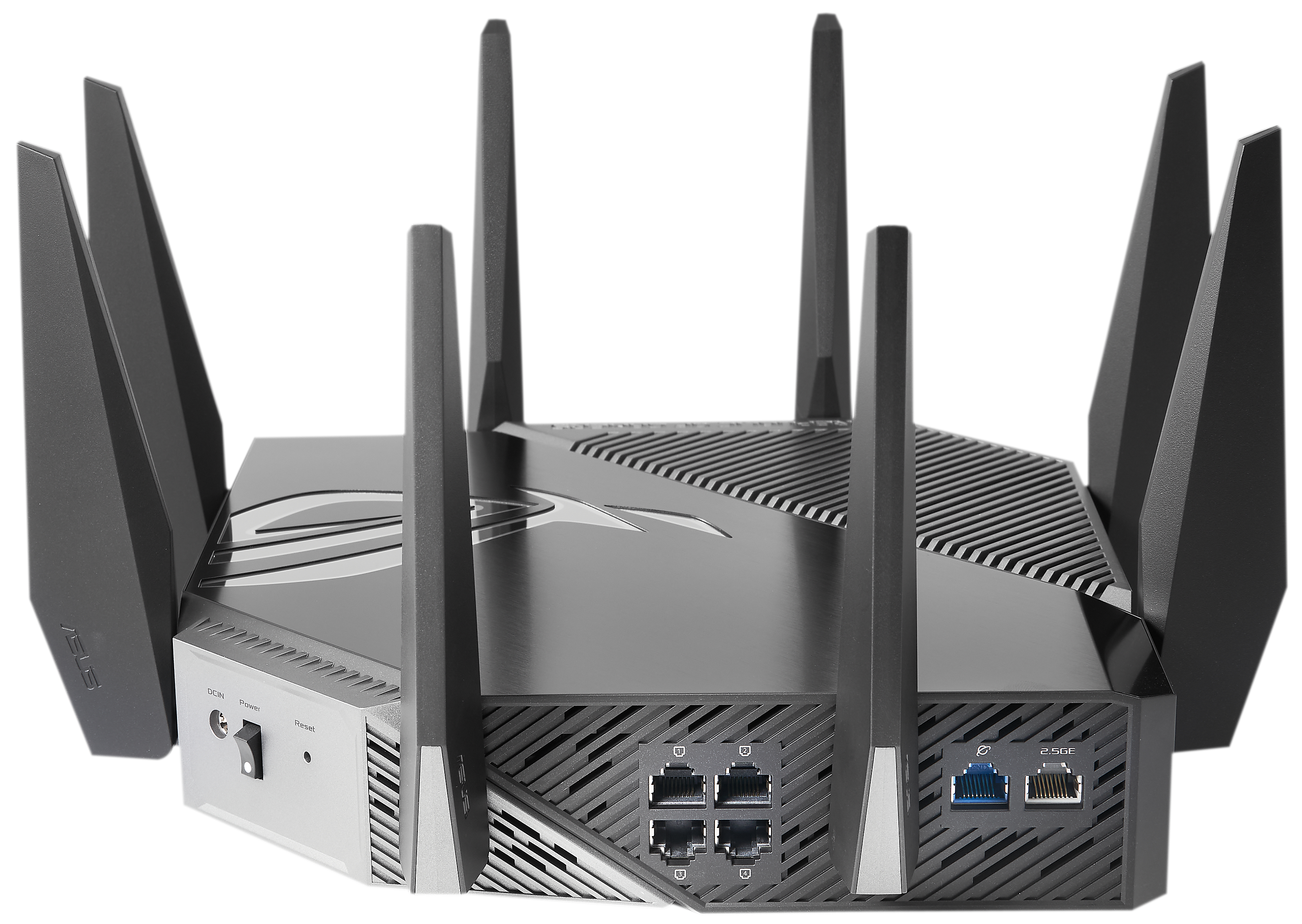 Un routeur noir avec plusieurs antennes.
