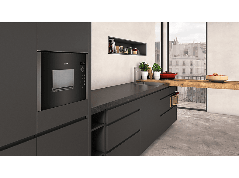 Neff HLAWD23G0 Mikrowelle (800 Watt, Einbaugerät, 20 l, Graphit)