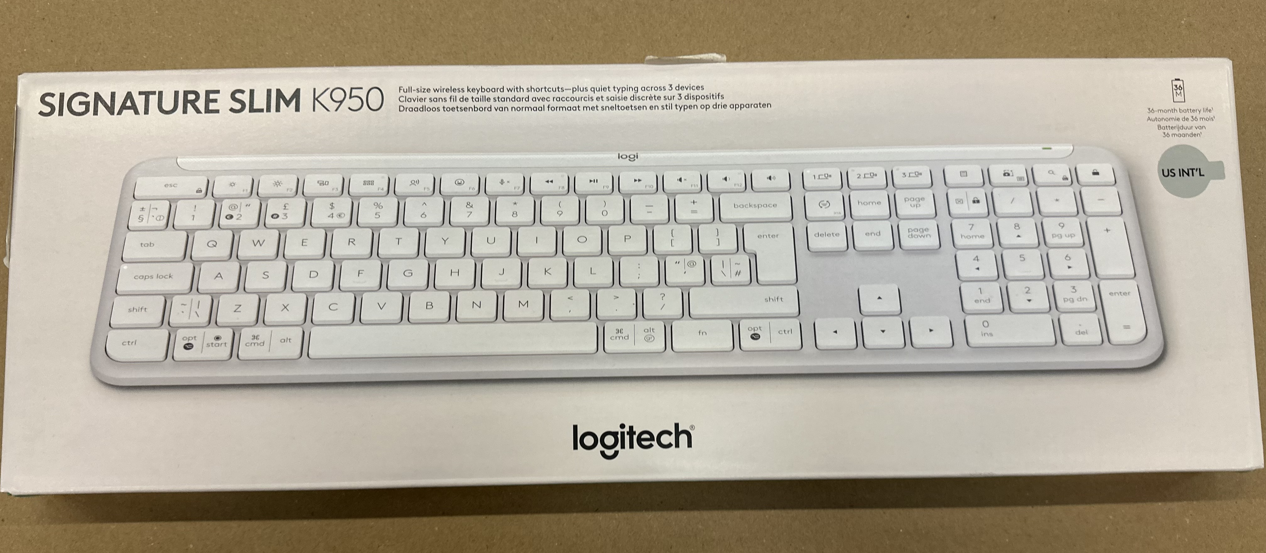 OUTLET - Klawiatura bezprzewodowa LOGITECH Signature Slim Keyboard K950 Biały
